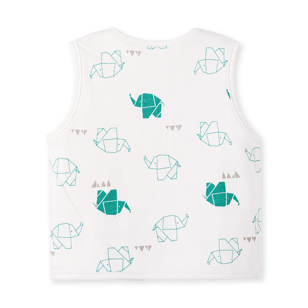 pureborn Toddler Boy's Vest Reversible Waistcoat Infant Warm Sleeveless Jacket for Boys 2-3 Years Origami Elephant