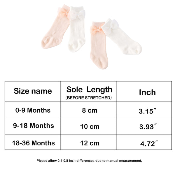 Pureborn Baby Girl Socks with Bowknot
