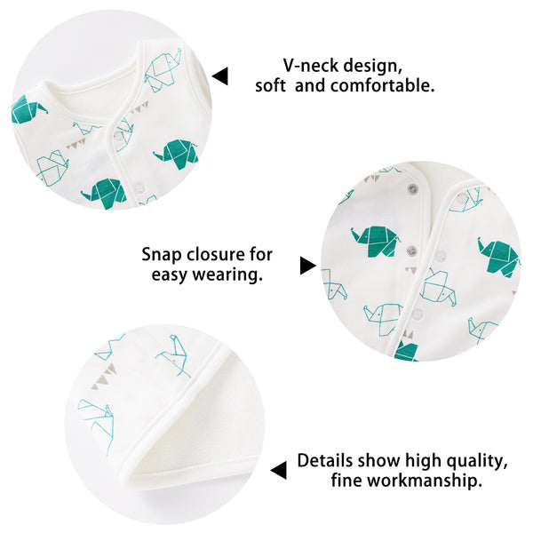 pureborn Toddler Boy's Vest Reversible Waistcoat Infant Warm Sleeveless Jacket for Boys 2-3 Years Origami Elephant