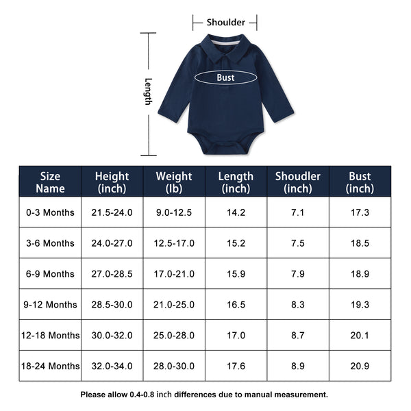 pureborn Baby Boys Bodysuit Long Sleeve Soft Cotton Romper One-piece Outfit