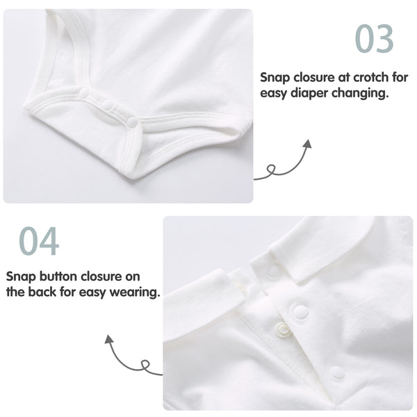 pureborn Baby Boys Girls Organic Cotton Bodysuits 0-24 Months