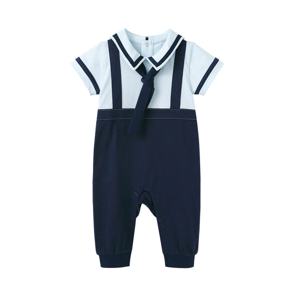 pureborn Baby Boys Nautical Sailor Romper Short Slevee Jumpsuit