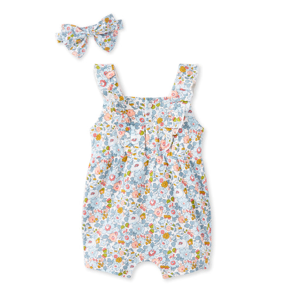 pureborn Baby Girl Blue Floral Romper