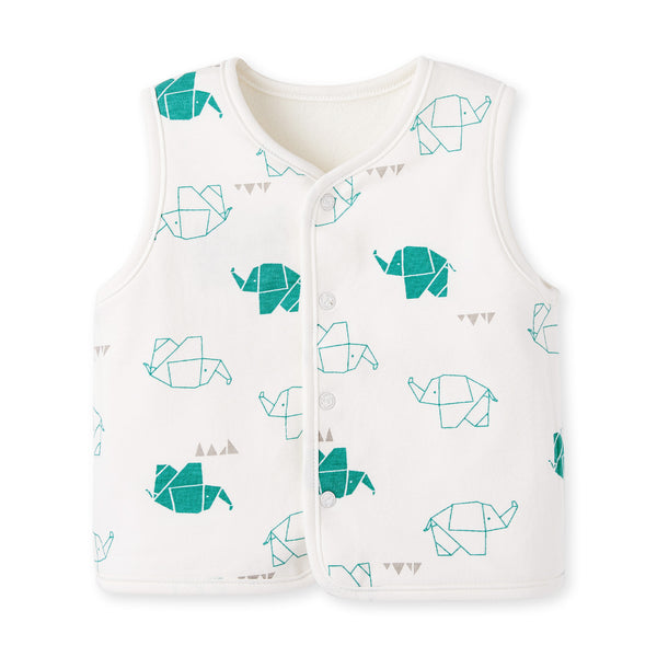 pureborn Toddler Boy's Vest Reversible Waistcoat Infant Warm Sleeveless Jacket for Boys 2-3 Years Origami Elephant