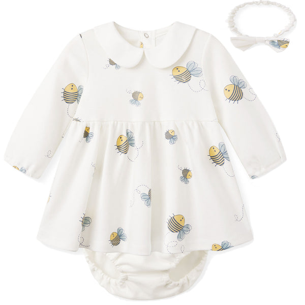 pureborn Baby Girls Dress with Bloomer Infant Girl Long Sleeve Playwear Dress with Diaper Cover