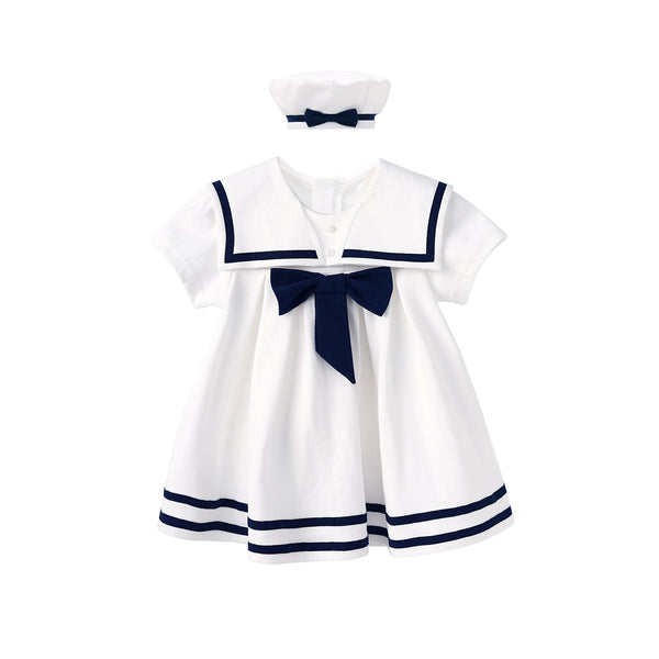 pureborn Baby Girls Nautical Sailor Dress with Hat