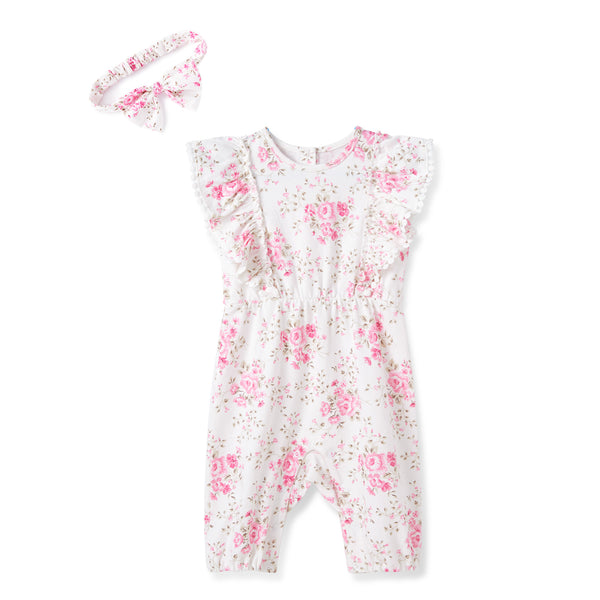 pureborn Baby Girls Jumpsuit with Headband