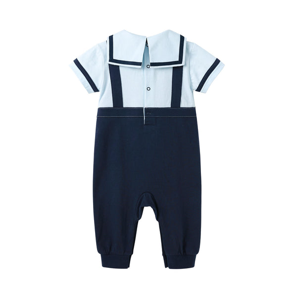 pureborn Baby Boys Nautical Sailor Romper Short Slevee Jumpsuit