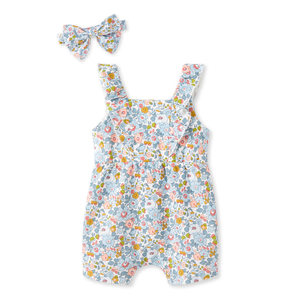 pureborn Baby Girl Blue Floral Romper