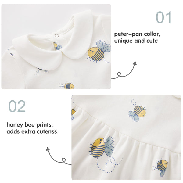 pureborn Baby Girls Dress with Bloomer Infant Girl Long Sleeve Playwear Dress with Diaper Cover