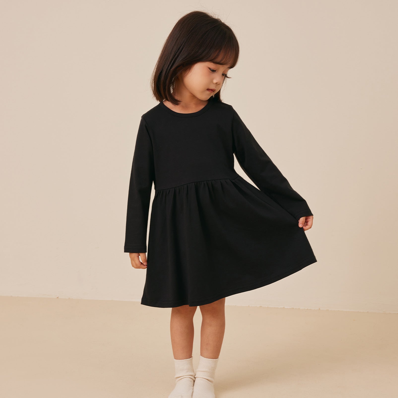 pureborn Toddler Girls Dress Long Sleeve Swing Dress Cotton Playwear Dress Casual A-Line Dresses for Little Girl