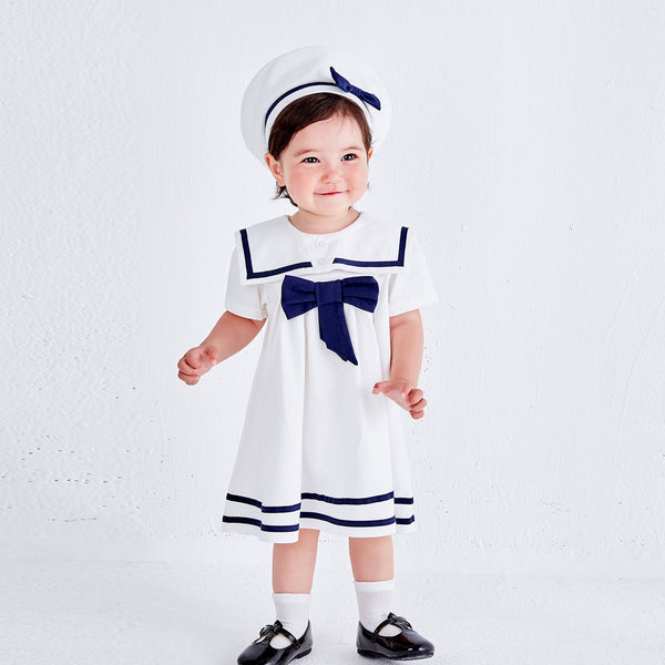 pureborn Baby Girls Nautical Sailor Dress with Hat