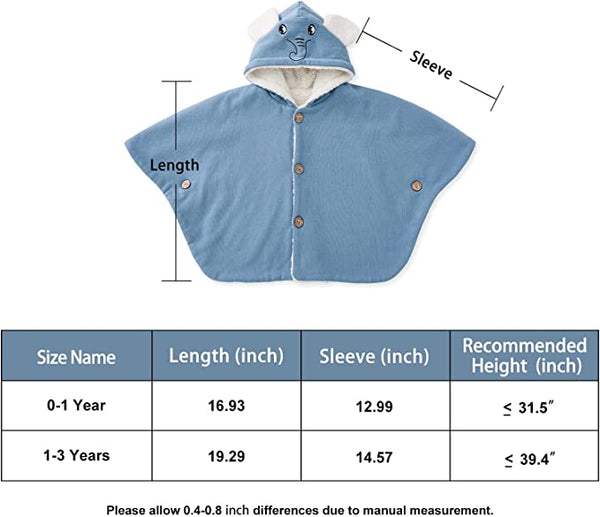 pureborn Baby Boys Hooded Cape Cloak Winter Fall Warm Outwear Poncho