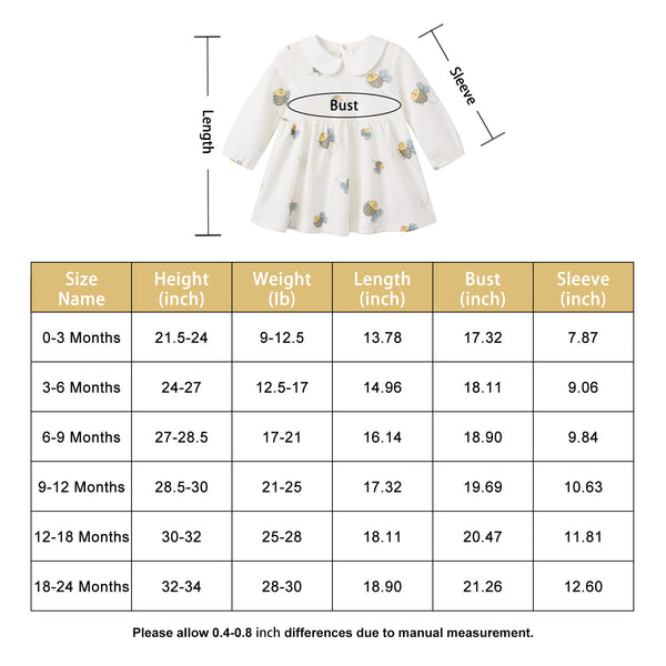 pureborn Baby Girls Dress with Bloomer Infant Girl Long Sleeve Playwear Dress with Diaper Cover