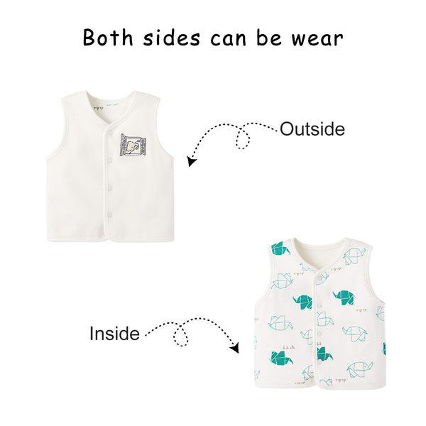 pureborn Toddler Boy's Vest Reversible Waistcoat Infant Warm Sleeveless Jacket for Boys 2-3 Years Origami Elephant