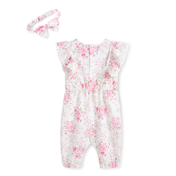 pureborn Baby Girls Jumpsuit with Headband