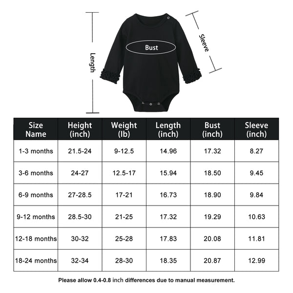 pureborn Baby Girls Ruffle Bodysuit Long Sleeve One Piece Spring Fall Layering Bodysuit