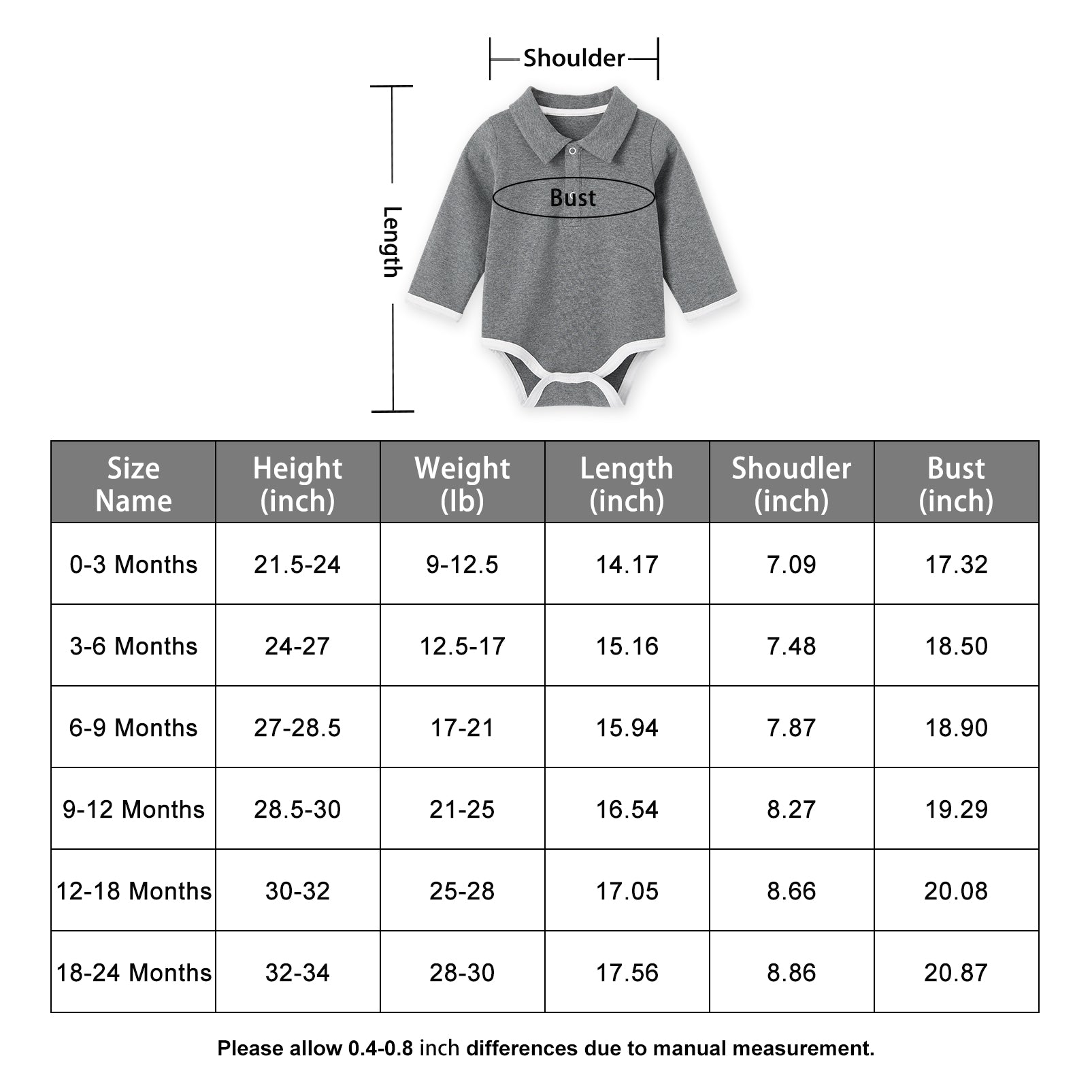 pureborn Baby Boys Bodysuit Long Sleeve Soft Cotton Romper One-piece Outfit