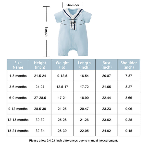 pureborn Baby Boys Romper Short Sleeve Collared Nautical Romper One-Piece Beach Outfit