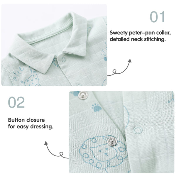 Pureborn Newborn Baby Solid Jacquard Jumpsuit