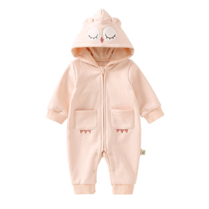 Pureborn Baby Girl Owl Hooded Jumpsuit