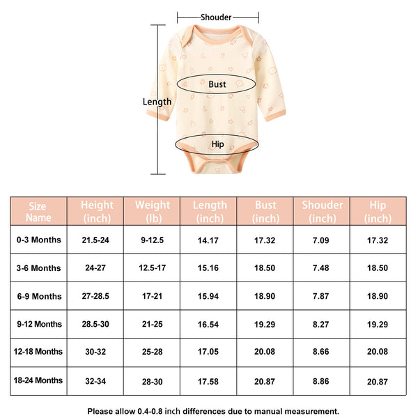 pureborn Baby Girls Bodysuits Long Sleeve