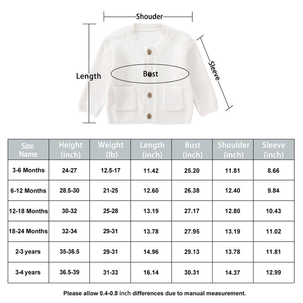 Pureborn Baby Boys Girls Toddler Long Sleeve Cardigan