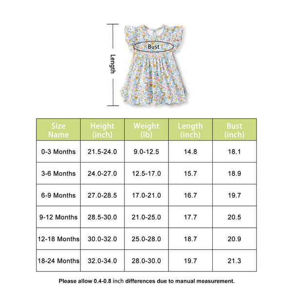 pureborn Baby Girls Flutter Sleeve Cotton Tunic Dress Swing Casual Dress with Headband Bloomer